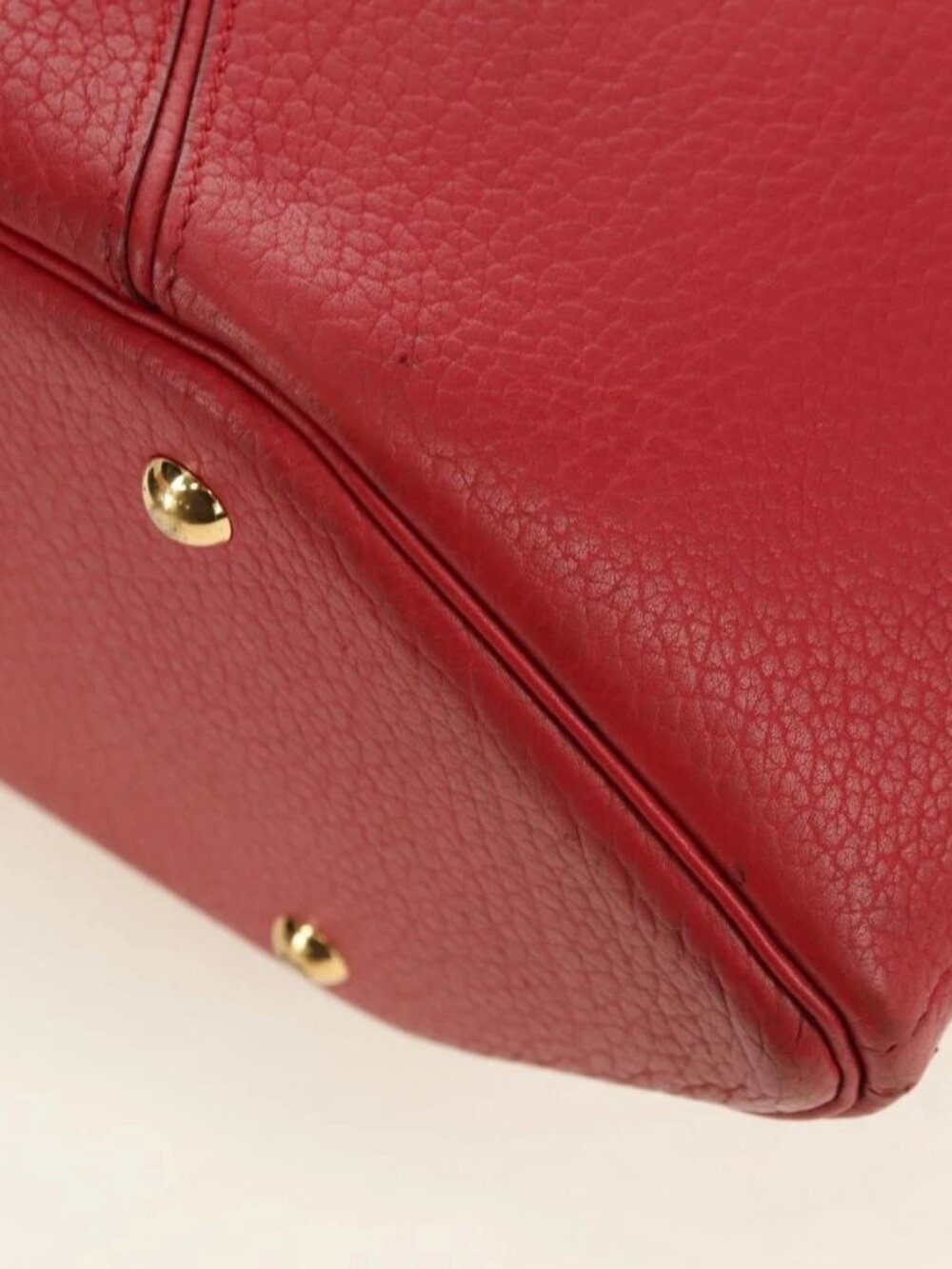 HERMES Ildvo Hand Bag Leather Red Gold Auth bs34829V - Picture 12 of 16